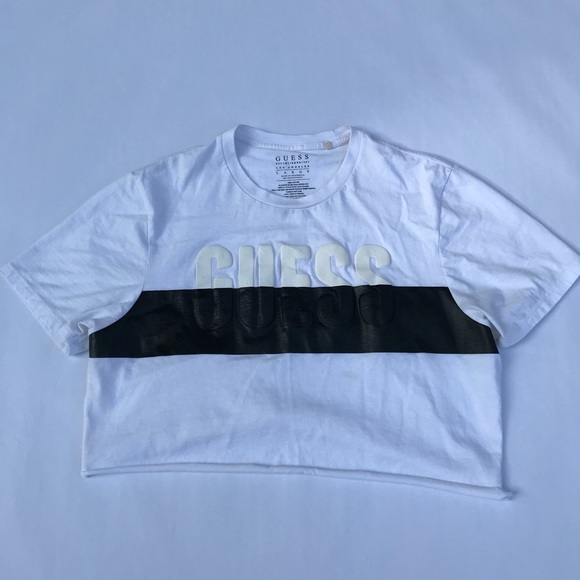 Guess Graphic Black and White Crop Top - Picture 4 of 8